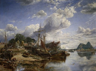 The Shipyard of Archibald McMillan et Fils in Dumbarton, Scotland by Samuel Bough