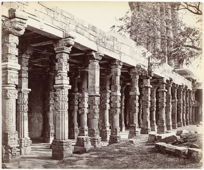 Colonnade with Ornaments at the Base of the Qutb Minar in Delhi by Samuel Bourne (signed by artist)