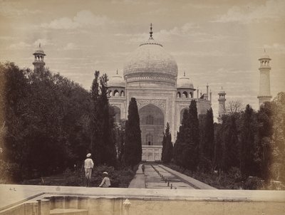 Agra. View of the Taj Mahal in Front of Nootkan, Wife of Emperor Akbar, View from the River by Samuel Bourne