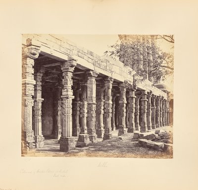 Delhi; Colonnade of Hindu Pillars at the Qutub Minar, East Side by Samuel Bourne