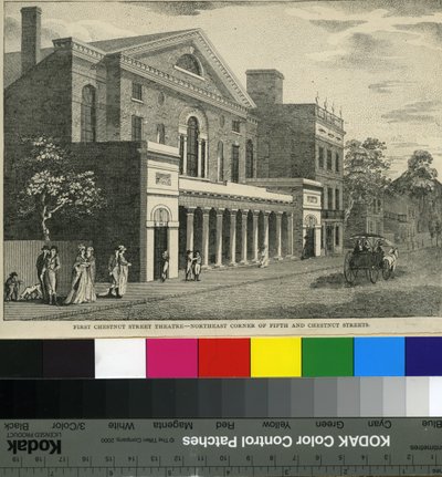First Chestnut Street Theatre, Northeast Corner of Fifth and Chestnut Streets, c.1820 by Samuel Castner
