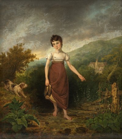 A Girl Crossing a Stream by Samuel Colman