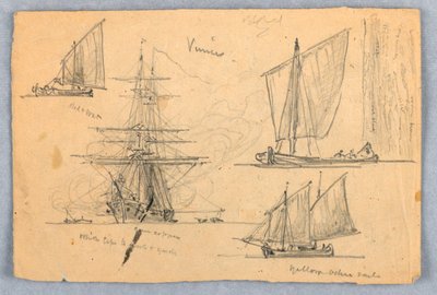 Sketches of Ships, Venice, Italy by Samuel Colman