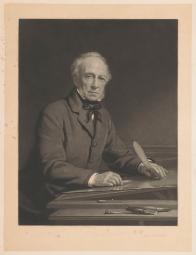 Portrait of Samuel Cousins Working on a Print by Samuel Cousins (signed by artist)