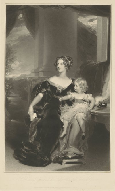 Portrait of Harriet, Countess Gower, and her Daughter by Samuel Cousins
