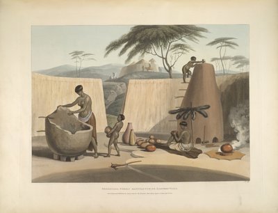 Booshuana women manufacturing earthen ware, illustration from 
