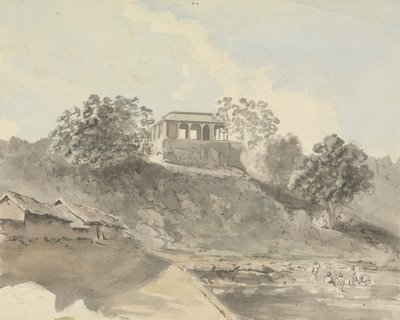 River Scene with Buildings by Samuel Davis