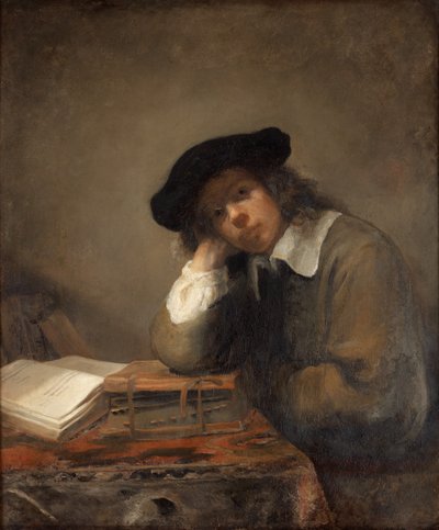 Portrait of a Studying Youth (Self-portrait) by Samuel van Hoogstraten
