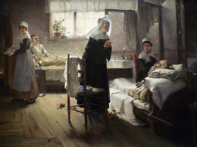 Evangeline Discovering Her Betrothed in the Hospital by Samuel G. Richards