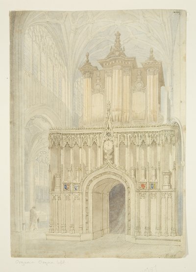 Organ and Organ Loft of St Mary Redcliffe Church, c.1840 by Samuel Griffiths Tovey