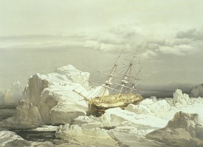 Critical position of H.M.S. Investigator on the North Coast of Baring Island, August 20th 1851 (engraved by William Simpson, published by Ackermann and Co., 1854) by Samuel Gurney Cresswell