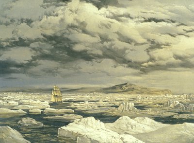 First discovery of land by HMS Investigator, September 6th 1850, engraved by E. Walker by Samuel Gurney Cresswell