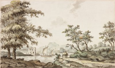 A River with Sailing Boats and a Horse and Cart by Samuel Henry Alken