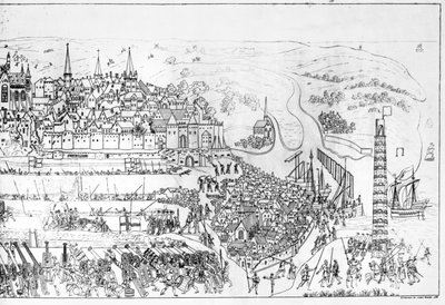 The Siege of Boulogne by King Henry VIII in 1544, engraved by James Basire by Samuel Hieronymous Grimm