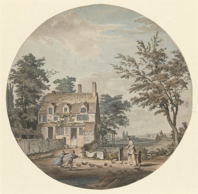 Landscape with Cottage, Bridge and Figures by Samuel Hieronymus Grimm