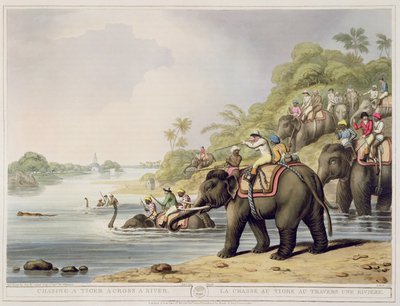 Chasing a Tiger across a River, from Oriental Field Sports by Samuel Howett