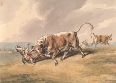 A Bull Attacking a Dog by Samuel Howitt