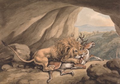 Lion Attacking a Stag by Samuel Howitt