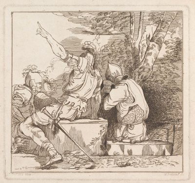 Three Etchings Laid Down on One Sheet: Three Soldiers by Samuel Ireland