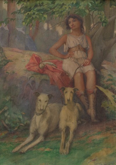 Figure with Two Hounds by Samuel Isham