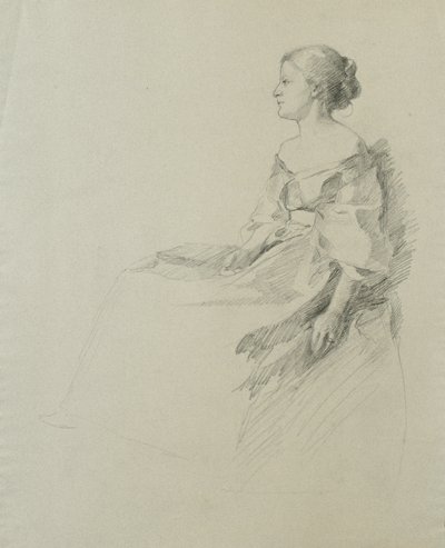 Seated woman in profile by Samuel Isham