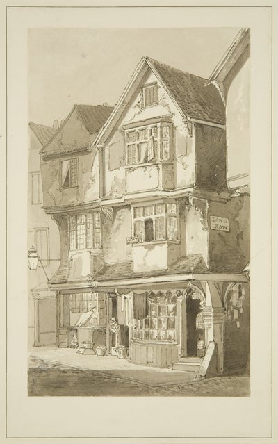Old Houses, corner of Long Row, Temple Street by Samuel Jackson