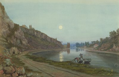 The New and Old Hotwell Houses by Moonlight by Samuel Jackson