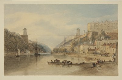 View on the Avon at Hotwells: The Proposed Suspension Bridge, c.1836 by Samuel Jackson