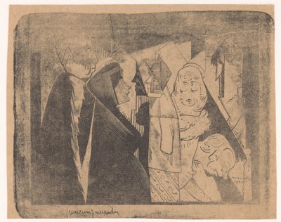 Fantasy: Various Figures, the Second from the Left a Woman with a Spotted Face in Profile to the Right by Samuel Jessurun de Mesquita (signed by artist)