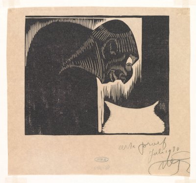 Bent Man with Bowl by Samuel Jessurun de Mesquita (signed by artist)