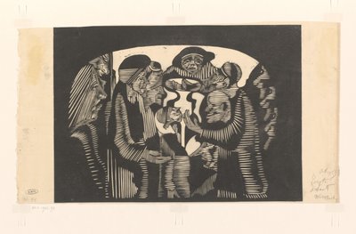 Group of Figures in an Arch by Samuel Jessurun de Mesquita (signed by artist)