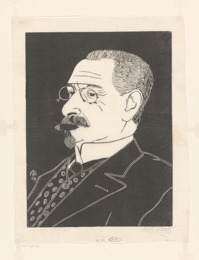 Portrait of an Unknown Man with Cigar by Samuel Jessurun de Mesquita (signed by artist)