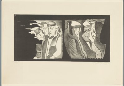 Two Groups of Figures with Their Backs to Each Other by Samuel Jessurun de Mesquita (signed by artist)