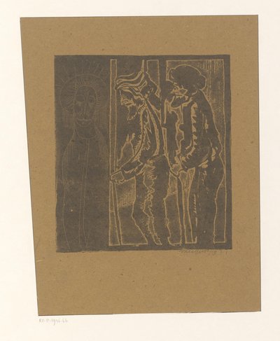 Two Men by Figure with Closed Eyes by Samuel Jessurun de Mesquita (signed by artist)