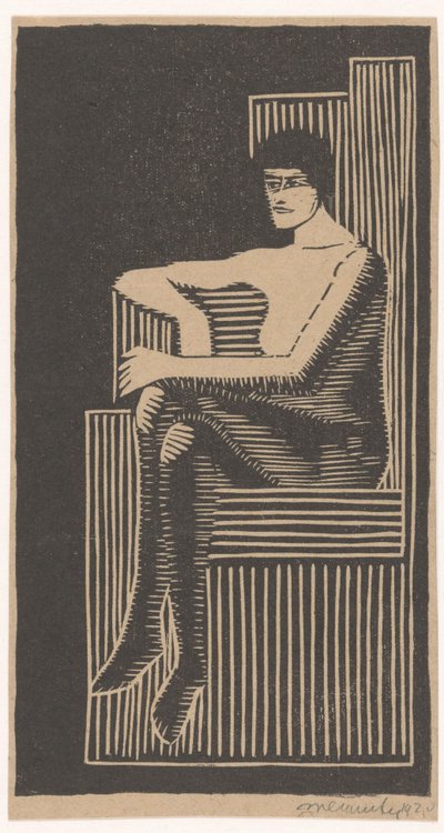 Seated Nude in Geometric Chair by Samuel Jessurun de Mesquita (signed by artist)
