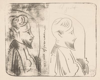 Fantasy: Twice a Man with a Beard in Profile to the Right by Samuel Jessurun de Mesquita