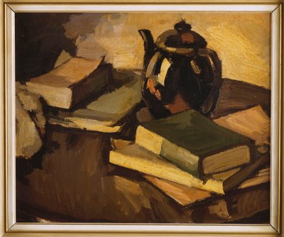A Still Life with a Teapot and Books on a Table, c.1926 by Samuel John Peploe