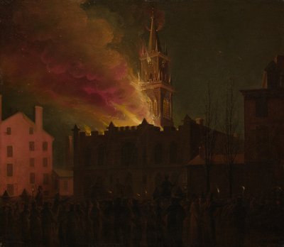Conflagration of the Masonic Hall, Chestnut Street, Philadelphia, Pennsylvania by Samuel Jones