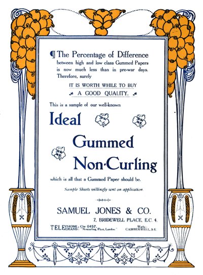 Samuel Jones & Co. - Ideal Gummed Non-Curling Advert by Samuel Jones