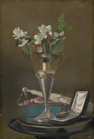 Still Life with Fan and Pendant by Samuel Marsden Brookes