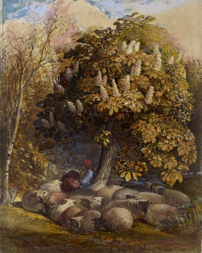 Pastoral with a Horse Chestnut Tree, c.1830-31 by Samuel Palmer