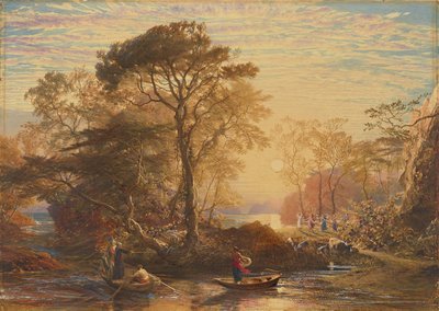 Sir Guyon with the Palmer Attending, Tempted by Phaedria to Land upon the Enchanted Islands by Samuel Palmer