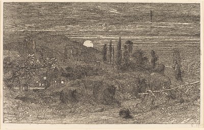 The Rising Moon, or An English Pastoral by Samuel Palmer