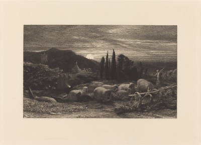 The Rising Moon, or An English Pastoral by Samuel Palmer