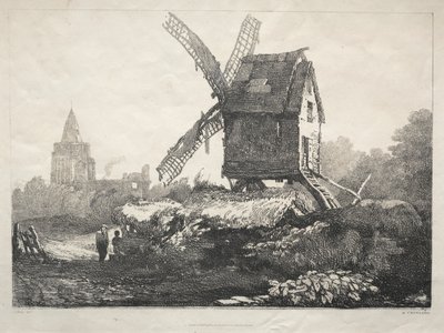 A Series of Ancient Buildings and Rural Cottages in the North of England: At Crowland, Windmill by Samuel Prout