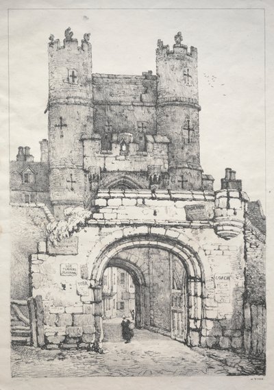 A Series of Ancient Buildings and Rural Cottages in the North of England: At York, Medieval Gate by Samuel Prout