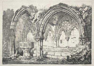 A Series of Ancient Buildings and Rural Cottages in the North of England: Part of Kirkham Abbey, 182 by Samuel Prout