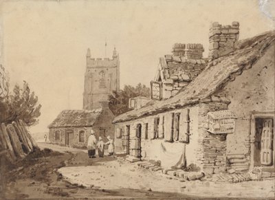 Church and Cottages by Samuel Prout