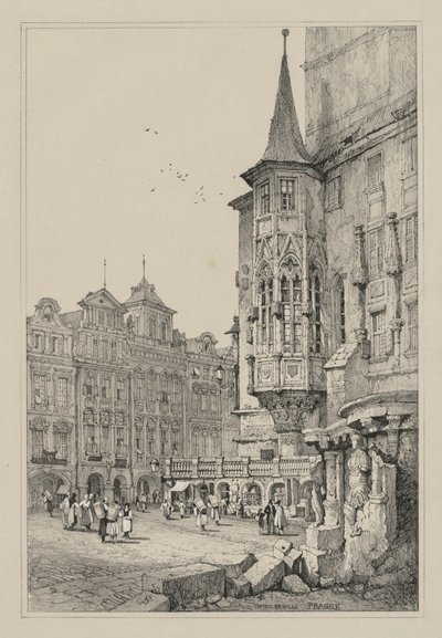 Facsimiles of Sketches Made in Flanders and Germany: Hotel de Ville, Prague by Samuel Prout
