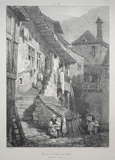 Ruins of the Abbey of Baume. Interior of the Court by Samuel Prout